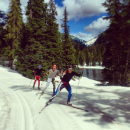 Skiing at Whistler Olympic Park in May.